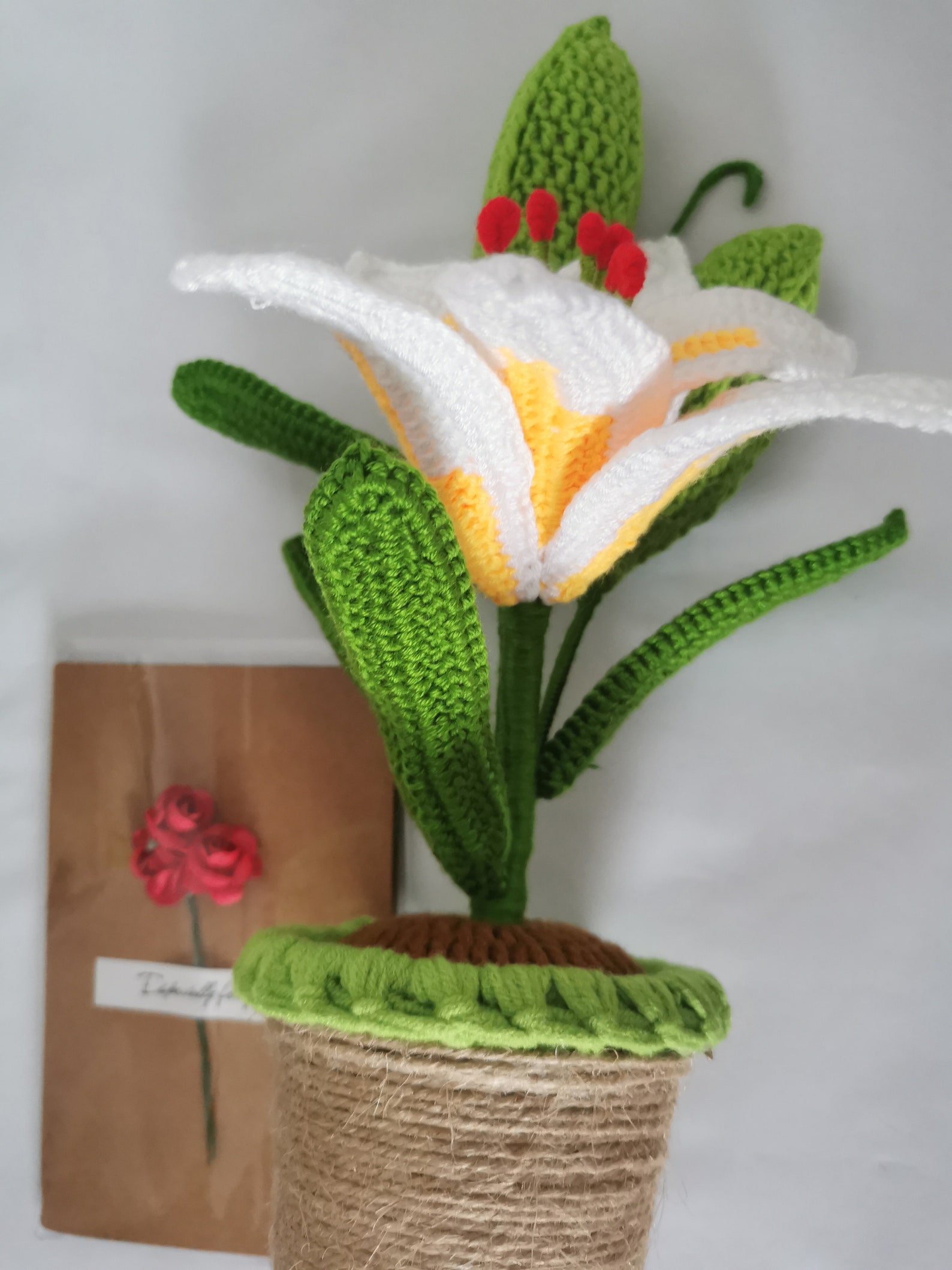 Lily Flower Handmade Home Decor Crochet Plush Flower in Pot Etsy