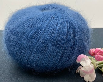 Super light Lamana Premia Kid Silk 25g Super Kid Mohair Silk Lace weight yarn Color 12 Jeans