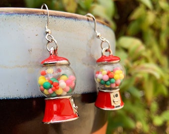 Gumball Machine Earrings / Pendant Necklace | Bubblegum Jewelry | Unique Gift