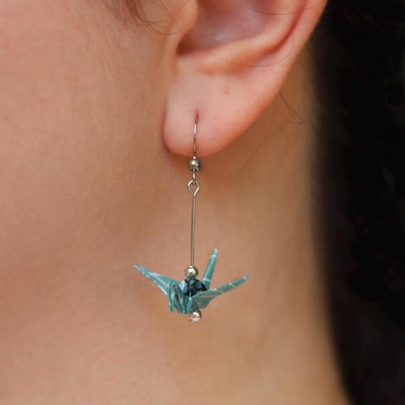 Origami Crane Dangle Earrings | Stainless Steel Hooks | Choose