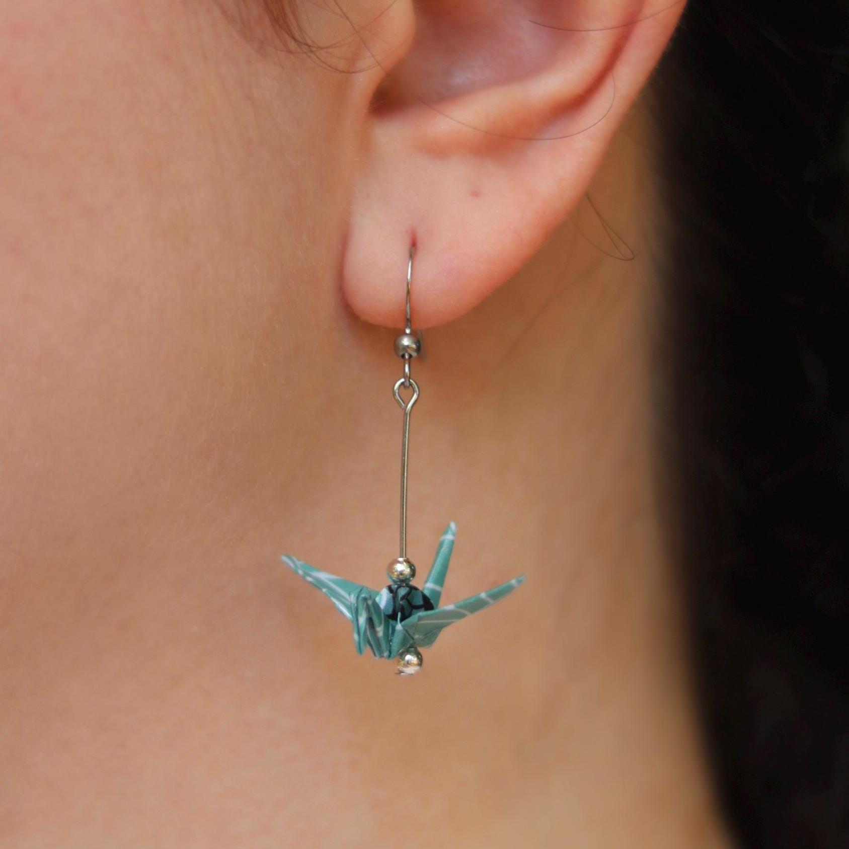 Origami Crane Dangle Earrings | Stainless Steel Hooks | Choose