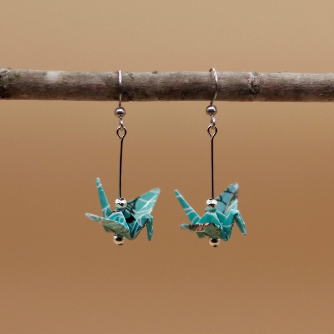 Origami Crane Dangle Earrings | Stainless Steel Hooks | Choose