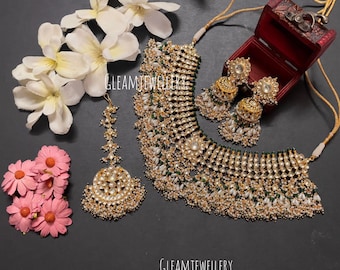 Firdoz Pachi kundan necklace /goldplated/semiprecious/bridaljewelery/goldjewelry/necklace