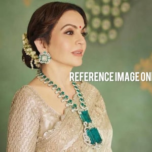 Nita Ambani inspired green long necklace / american diamond necklace