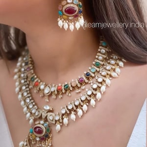 RUHANI necklace / royal look necklace/ kundan necklace/ moissanite polki / gold plated jewelery/ kundan jewelry