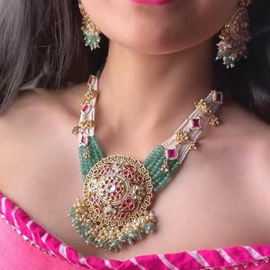 RIVA necklace / royal look necklace/ kundan necklace/ polki jewelry / gold plated jewelery/ kundan jewelry/onyx pearls