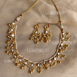 Minimalist pach kundan set /gold plated /kundanjewellery/kundan set