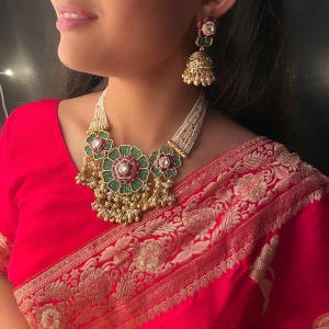 Phulwari Pearl Antique Designer  kundan multilayered necklace set /designer /Unique /kundan jewelery with  floral inspiration