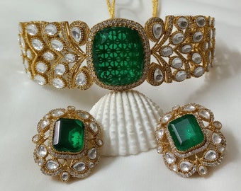 Aditi doublet stone choker / kundan choker / kundan necklace/ gold plated
