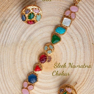 Navratna  CHOKER / minimalist jewelry/kundan choker/gold plated / necklace