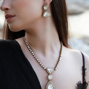 Victorian Delicate Fine Kundan necklace / Indian Jewelry/Indian Necklace/Indian Choker/Indian Wedding Necklace Set/Kundan Choker