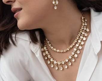 Conjunto de colar choker Kundan banhado a ouro - Joias para casamento indiano