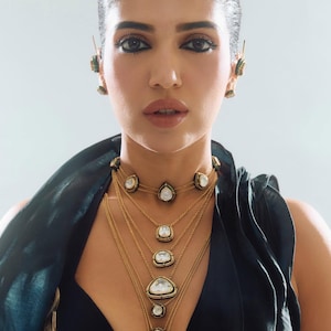 Gold Plated Delicate Fine Two Layered Kundan Choker/ Indian Jewelry/Indian Necklace/Indian Choker/Indian Wedding Necklace Set/Kundan Choker