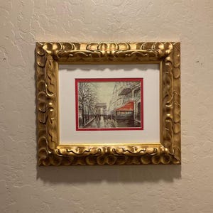 Carte postale lithographie vintage représentant l'Arc de Triomphe des années 1980, reproduction d'un tableau de Georges Braque, double passe-partout et cadre