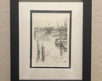 DON DAVEY Fishermans WHARF San Francisco Signed 1977 Print 10 X 13