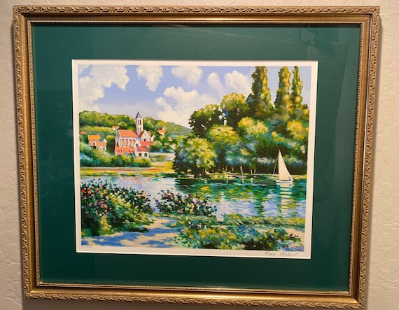 Claud Cambour Serigraph: "Rivage de L’oise" Limited Edition Framed Landscape Print