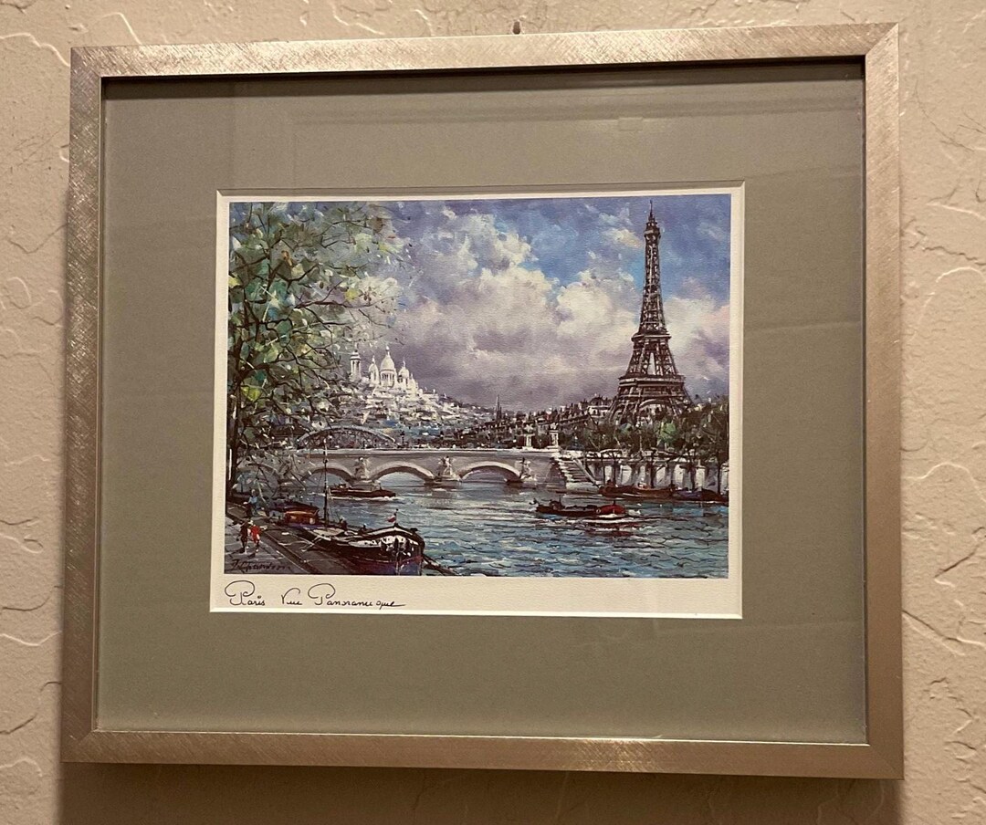 Vintage Eiffel Tower Painting Postcard by Jacques Chardon, Matted