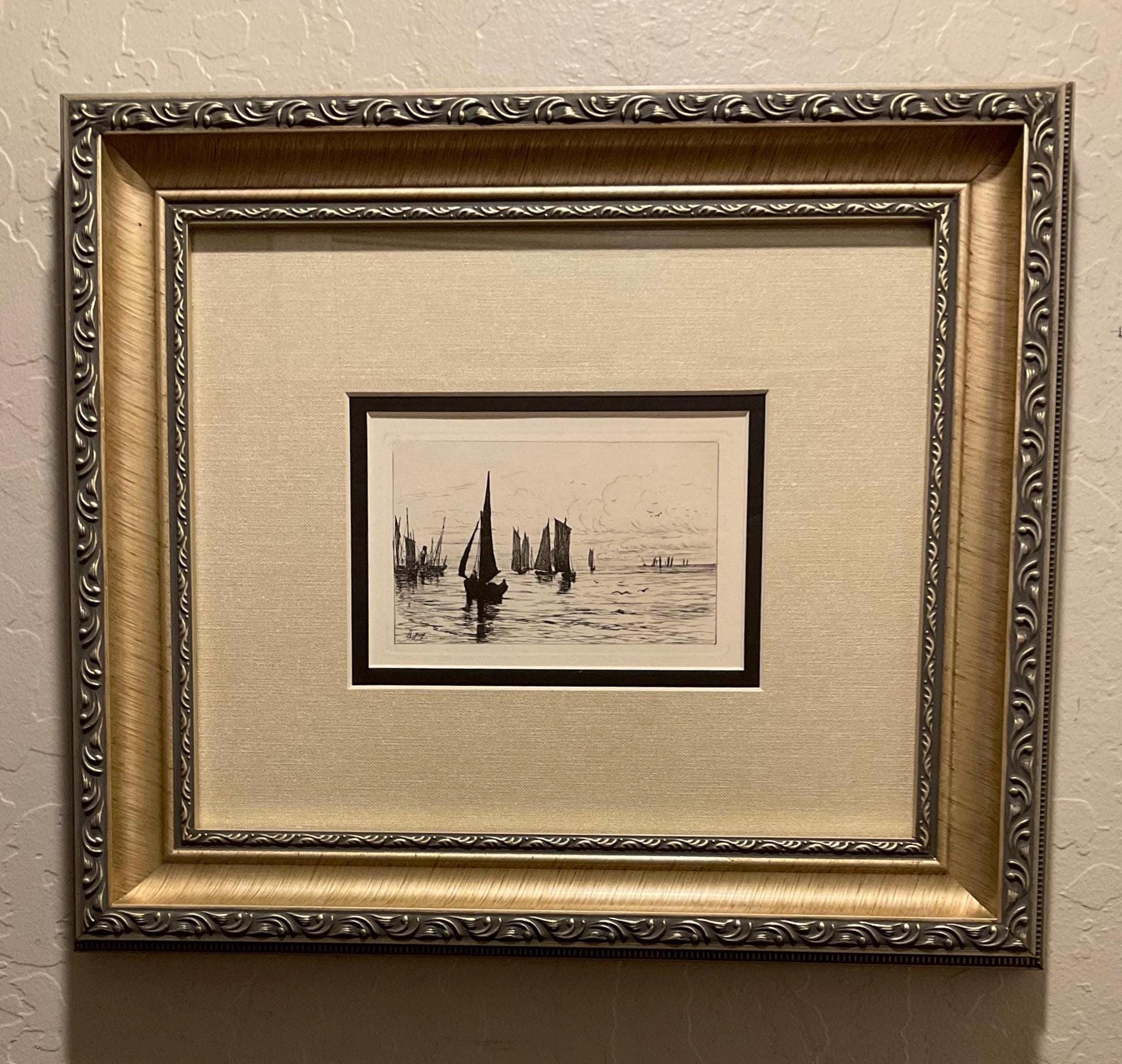 Original George Stratton Ferrier Vintage Etching Fishing-Boats Coming in from the Sea