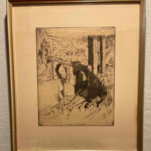 Joseph Pennell: Antique Etching of Alcántara Bridge, Limited Edition