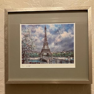 Carte postale vintage souvenir de la Tour Eiffel représentant une peinture originale de Jacques Chardon