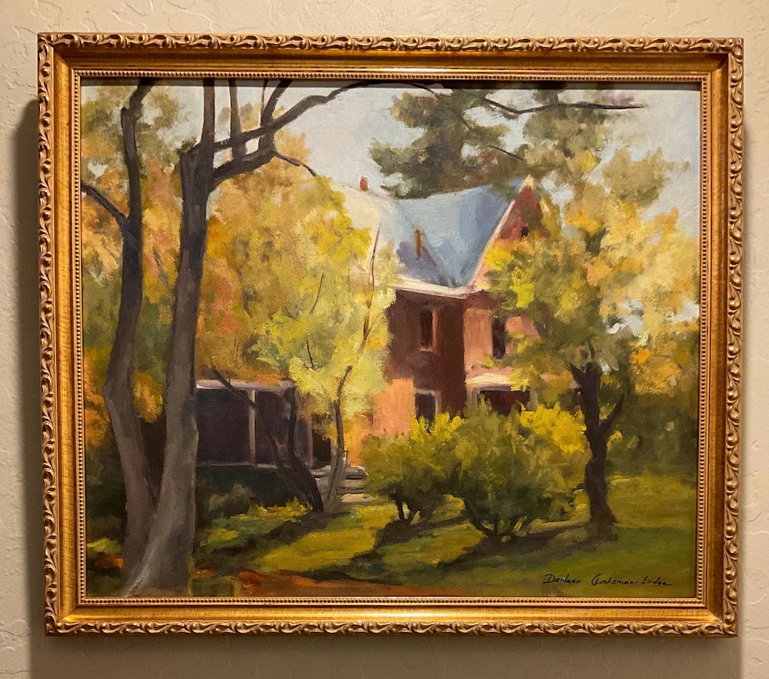 Vintage Original Oil Painting Cabin in the Forest Signed by Artist ...