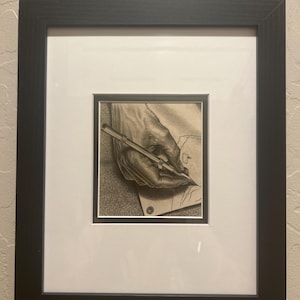 M.C. Escher Disegno Mani Dettaglio Cartolina d'epoca incorniciata da Amsterdam