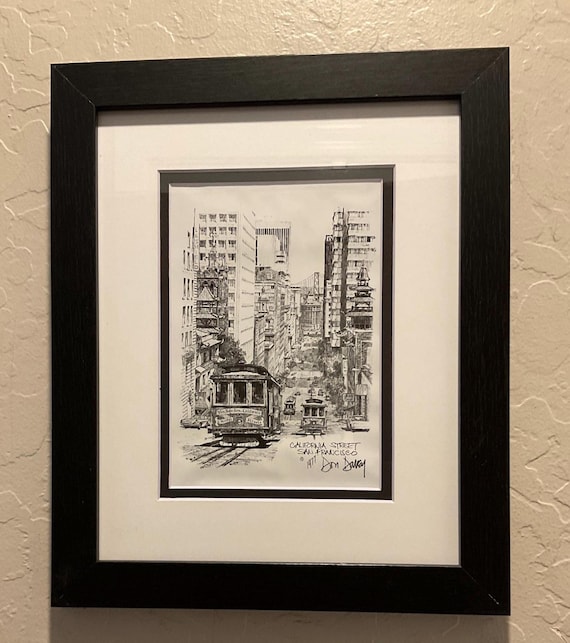 Don Davey San Francisco Cable Car Print - 1977 Framed Street Scene