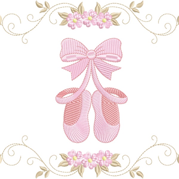 Cute Ballerina Shoes  Machine Embroidery Designs - Girl Ballet embroidery design, Ballet Machine embroidery pattern - instant download