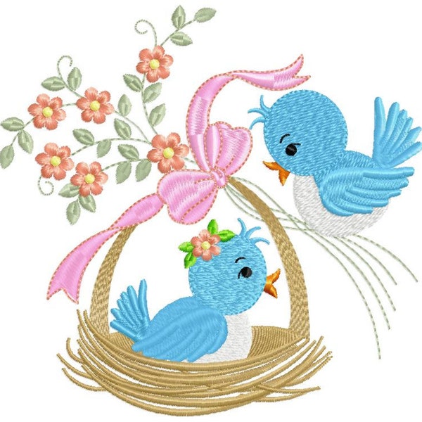 Cute BIRDS Embroidery Designs, Bird embroidery designs - Baby girl embroidery design ,Machine Embroidery Pattern - instant download -