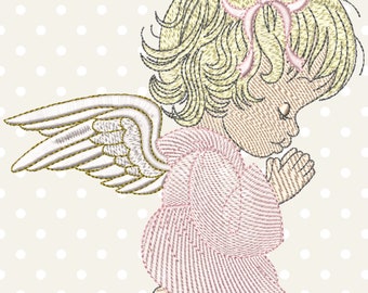 ANGEL EMBROIDERY Design, Cute Angel GIRL Embroidery design, Baptism embroidery design,  instant download