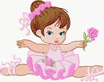 Cute Ballerina Machine Embroidery Designs - Girl embroidery design, Ballet Machine embroidery pattern - instant download