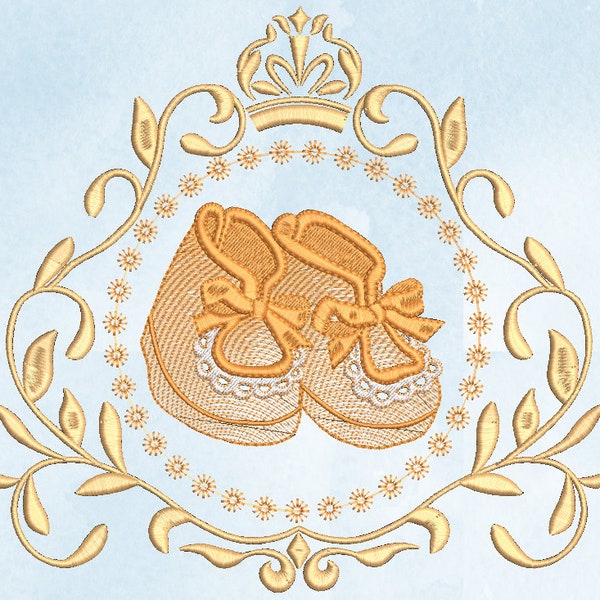 Baby Shoes Frame embroidery design, Baby machine embroidery design, instant downloads.