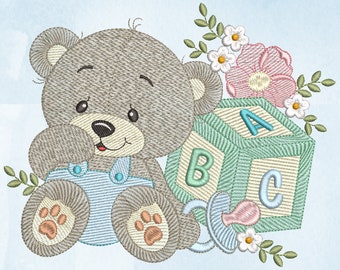 Baby Bear Machine Embroidery Design (Instant Download)