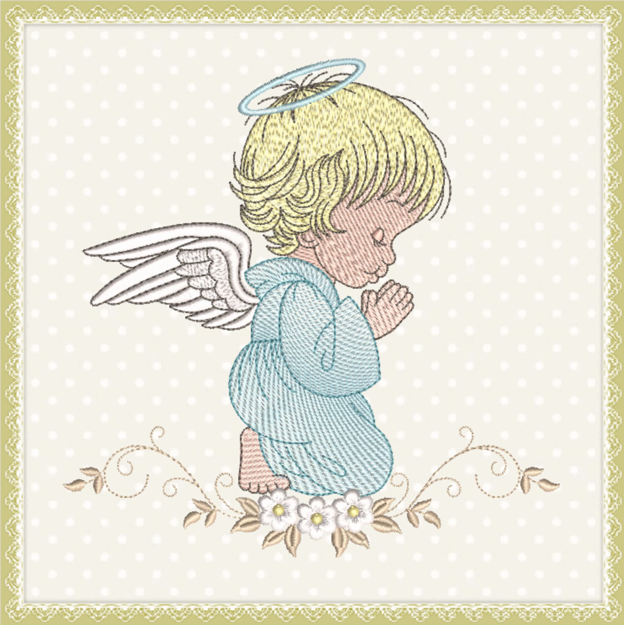 ANGEL EMBROIDERY Design, Cute Angel Boy Embroidery design, Baptism embroidery design,  instant download