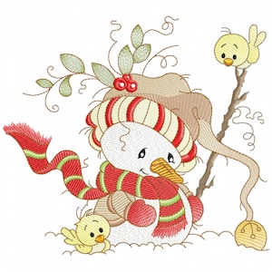 Snowman Christmas Embroidery Designs, Cute Christmas Embroidery Designs, Instant Downloads