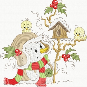 Snowman Christmas Embroidery Designs, Cute Christmas Embroidery Designs, Instant Downloads