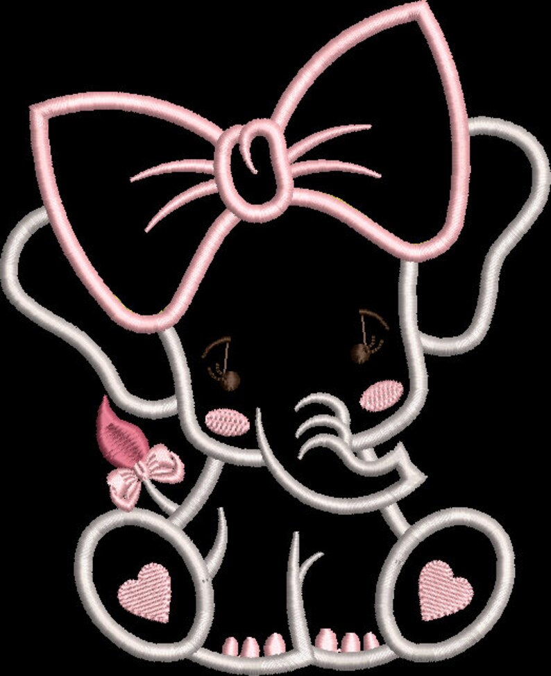 Elephant Girl Applique Embroidery Designs Elephant Etsy