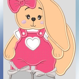 Easter Bunny Girl Applique Embroidery Design (Instant Download)