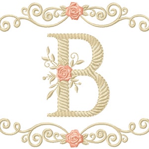 Single Initial Monogram Flower  Machine Embroidery MONOGRAM Font, Instant downloads, GIRL Embroidery Designs