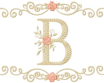Floral Monogram Machine Embroidery Font (Digital Download)
