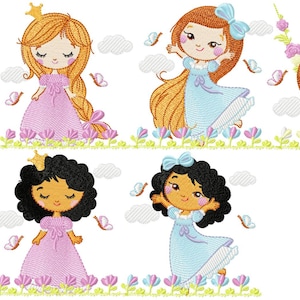 Princesses Machine Embroidery Designs: Bella Girl Embroidery File (Instant Download)