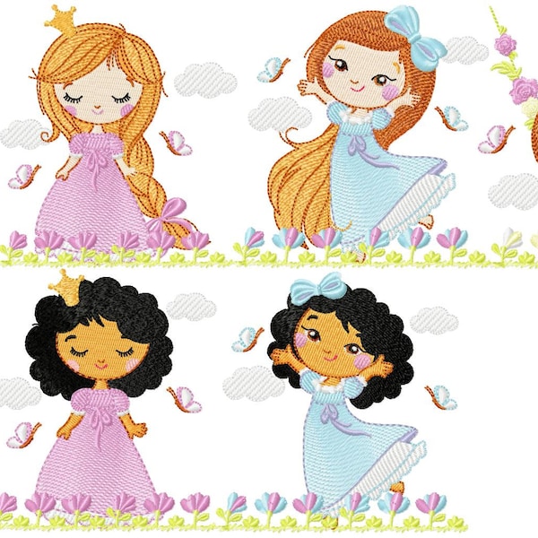 Little Princesses Machine Embroidery Designs - Prinzessinnen Stickdatei, Mädchen Maschinenstickerei Datei - direkter Download