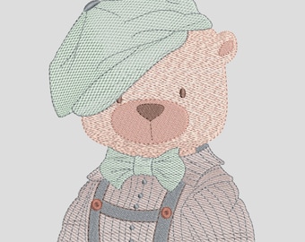 Bear Boy Embroidery Design: Dapper Teddy Machine Pattern (Digital Download)
