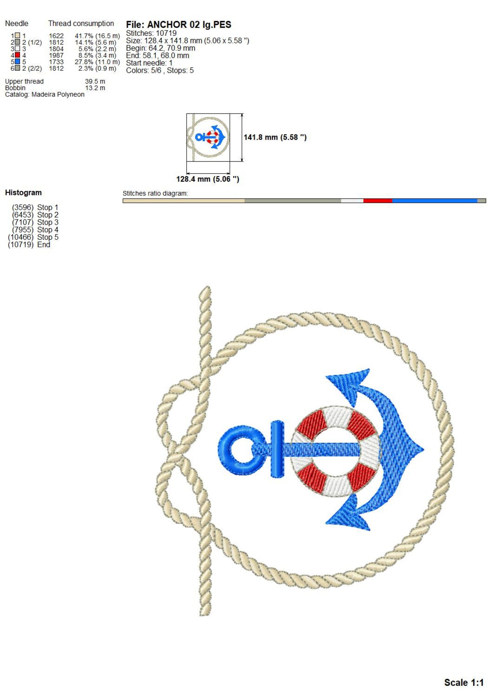 Anchor embroidery designs Nautical embroidery design Etsy