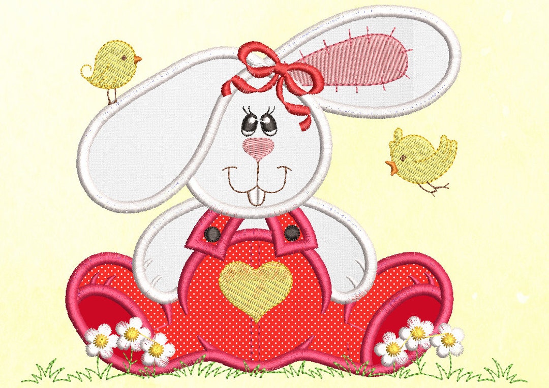 Bunny Easter Applique: Rabbit Machine Embroidery Design (digital ...