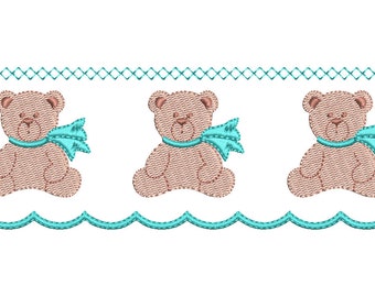 Bear Border Machine Embroidery Design: Baby Embroidery (Instant Download)
