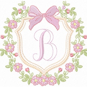 Single Initial Monogram Flower Machine Embroidery MONOGRAM Font, Instant downloads, GIRL Embroidery Designs