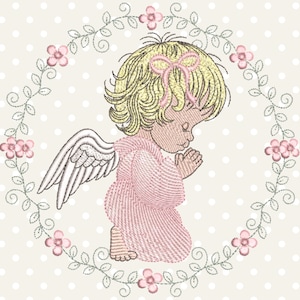 ANGEL EMBROIDERY Design, Cute Angel GIRL Embroidery design, Baptism embroidery design,  instant download