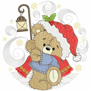 Christmas Bear Embroidery Design: Kids Holiday Pattern (Instant Download)