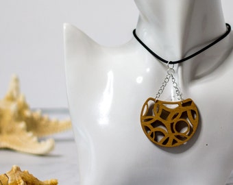Statement Wood Pendant Necklace: Contemporary Laser Cut Design